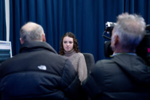 BA student Helena in an interview with the ZDF Heute Journal team. 