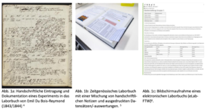 Symbolbilder für handschriftliche Einträge und zeitgenössische Laborbücher