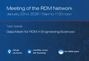 Key data such as date, title, location, etc. for the RDM network meeting on January 22, 2026, with networking structure in the background