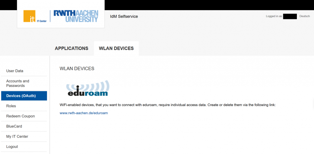 Did you know that you can also manage your eduroam connected devices from the self service? Here you can manage much more! 