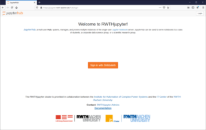 Ansicht der Startseite von RWTHjupyter