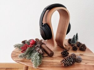 Headphones with Christmas Decoration on a table