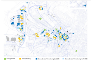 The RWTH Aachen University network connects around 350 university buildings. Source: Own illustration