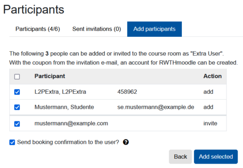 Screenshot of the view "Add participants"