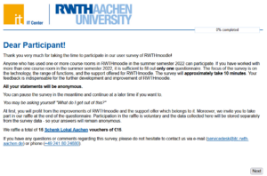 Homepage of the RWTHmoodle User Survey 2022