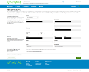 Page of the registration process in the store