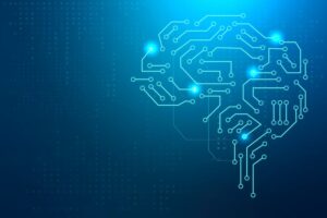 Konzept der digitalen Transformation des Gehirns der KI-Technologie