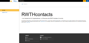 Screenshot der Website RWTHcontacts
