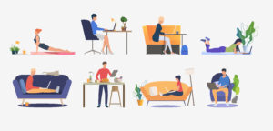 graphic of different people working from home