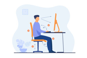 Illustration: Instructions for correct posture during office work
