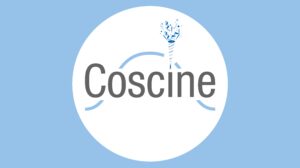 Coscine logo with confetti bag as an i-dot