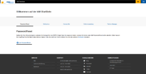 Screenshot der IdM Startseite