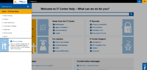 Menu on Homepage of IT Center Help
