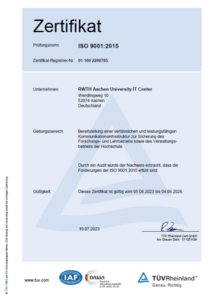 Certificate according to ISO 9001
