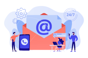 Vectors using email and communication icons with a large letter icon in the background.