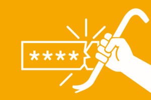 Password being cracked with a crowbar