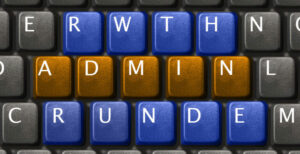Tastatur mit Text "RWTH ADMINRUNDE"
