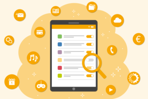 Bildschirm von Abonnement einstellungen unter einer Lupe.