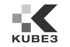 An abstract “K”; the vertical line consists of squares, and “Kube3” is written below it.