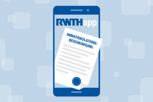 Smartphone aus dessen Display eine Immatrikulationsbescheinigung raus kommt